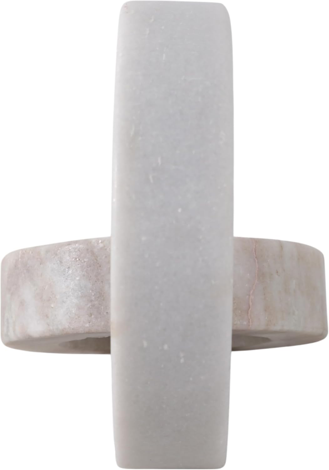 Home Decor and Bathroom Decor Marble Double Ring – Modern Shelf Sculpture and Office Accents for Room Styling – Coffee Table Ornaments and Living Room Decor Statues Design – 6", White & Beige