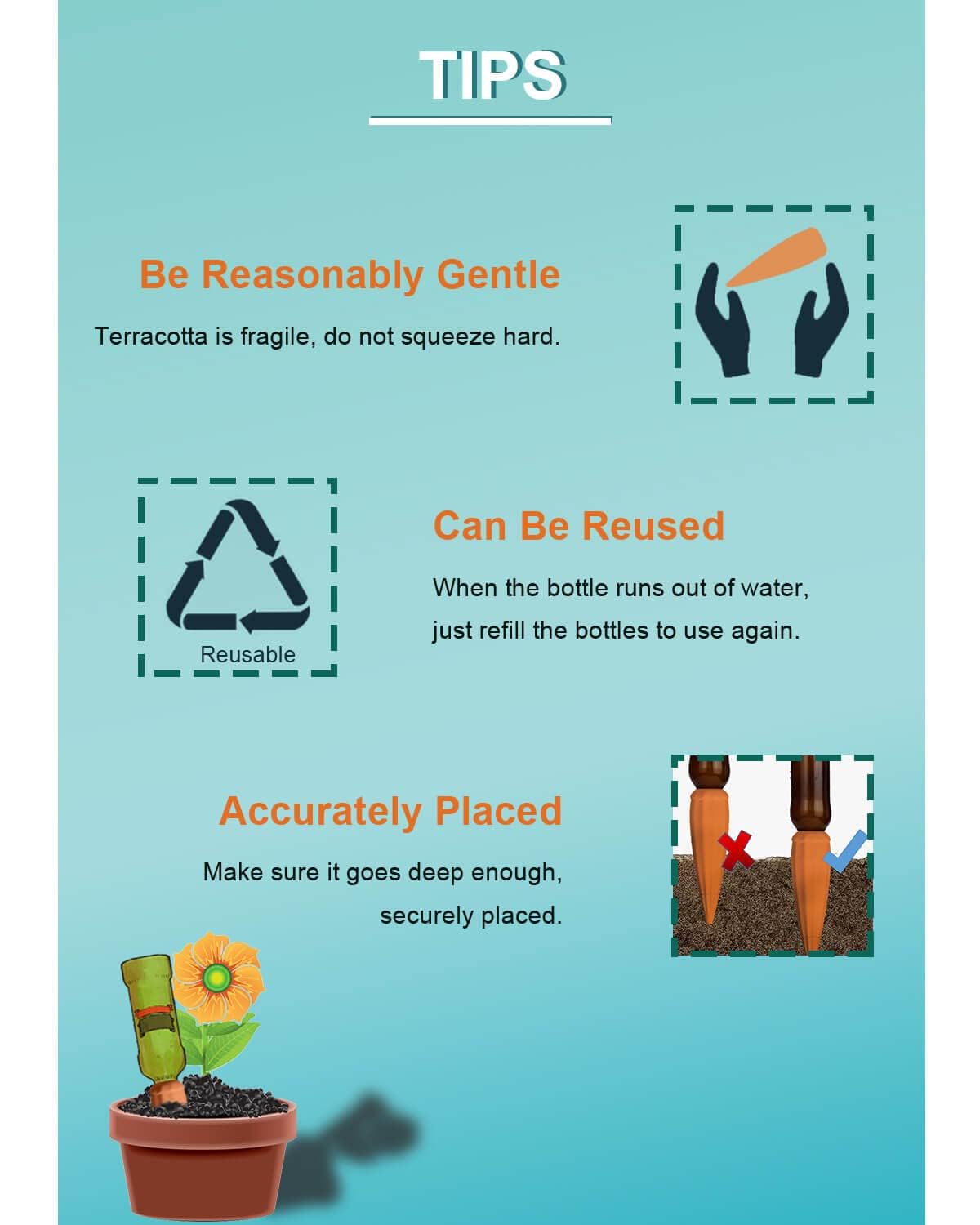 Terracotta Self Watering Spikes - 10 Pcs Potted Plant Watering Devices Vacation Self-Watering Stakes for Outdoor, Indoor Plants, Wine Bottle