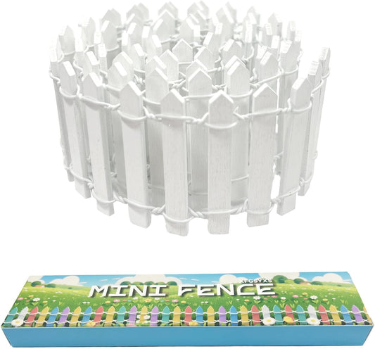 35 Inches White Mini Fairy Garden Fence Small Wood Decorative Picket Fence DIY Micro Landscape Miniature Ornaments for Dollhouse, Crafts, Diorama Project, Plant Pot