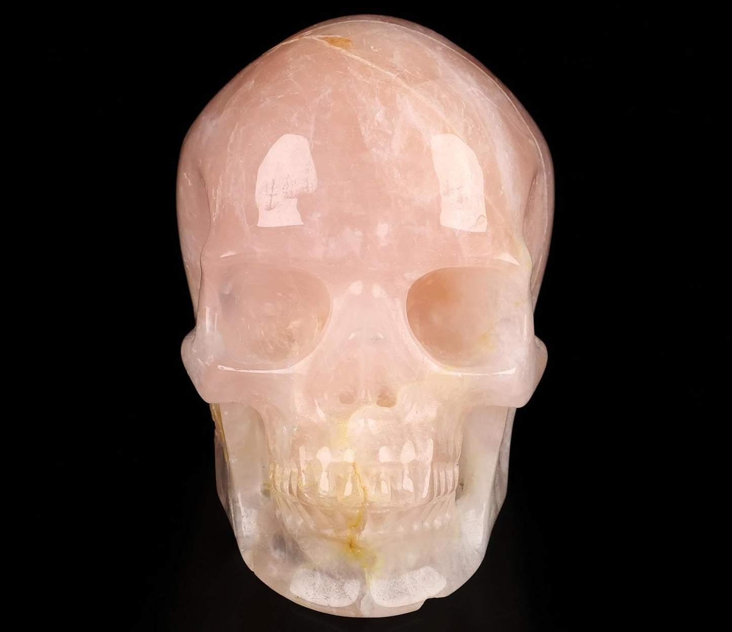 Skullis 5.0" Rose Quartz Hand Carved Crystal Skull, Super Realistic, Crystal Healing, Hand Carved Gemstone Fine Art Sculpture, Reiki Healing Stone Statue.2834