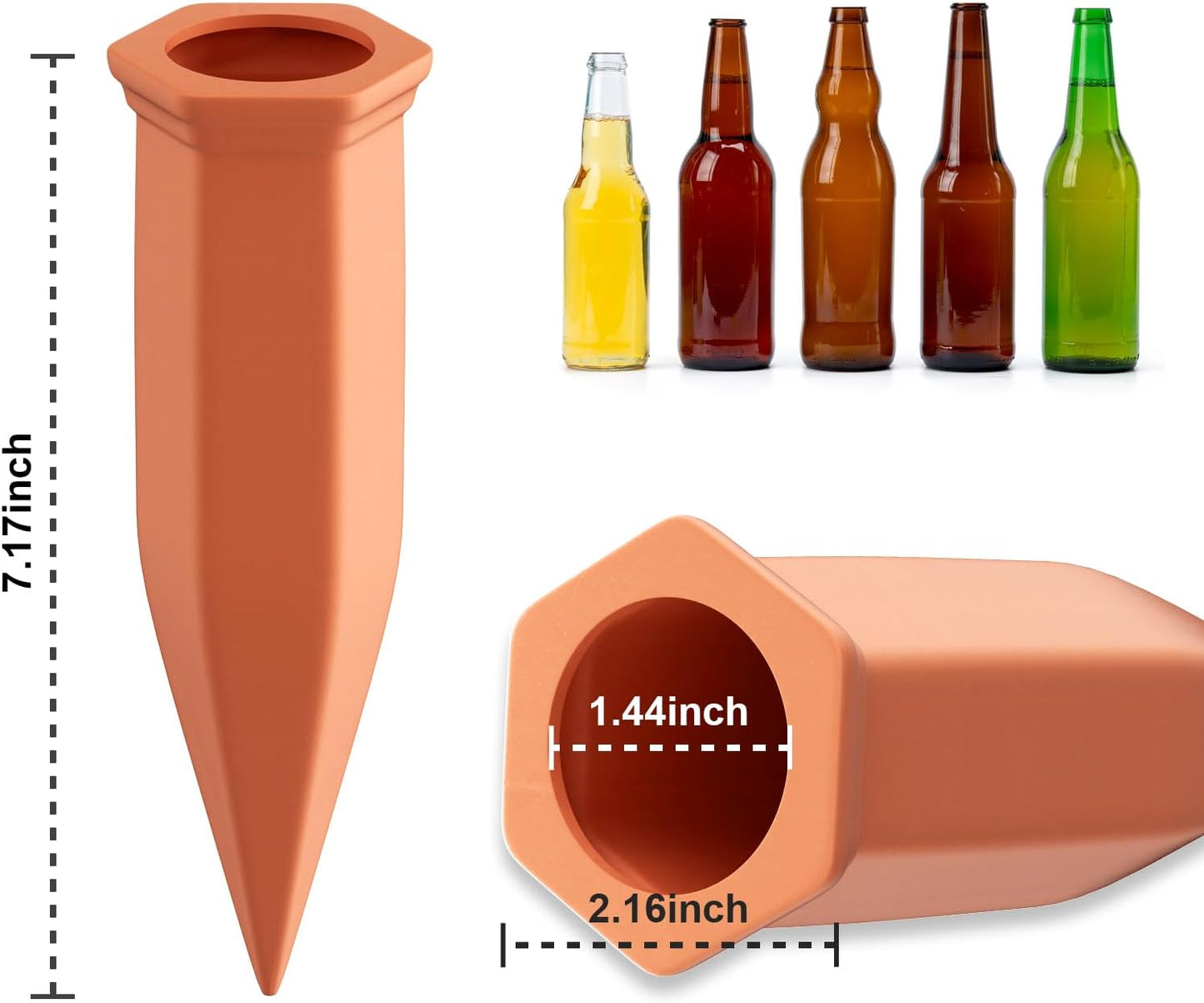 Terracotta Plant Watering Stakes, Self-Watering System for Indoor and Outdoor Plants, 20-Pack