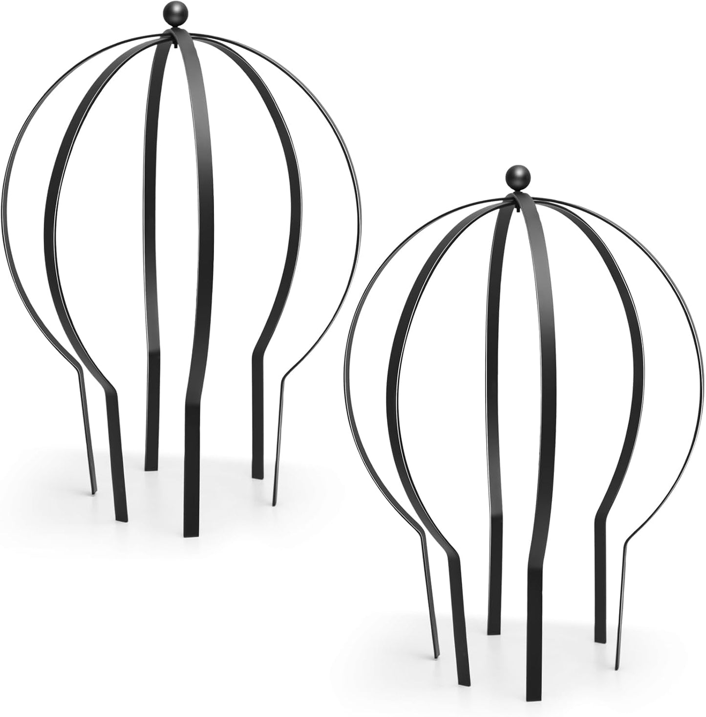 2 Pcs Black Large Metal Trellis 27" x 23" Metal Garden Spheres for Climbing Plants Vine Stem Outdoor Indoor Plant Trellis for Potted Plants Flowers Decorative Support Holder