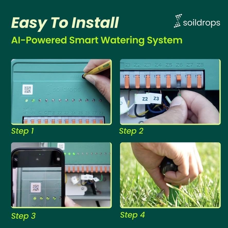 AI Smart Sprinkler Controller, 8-Zone WiFi Irrigation Controller for Indoor & Outdoor Use, DIY Garden & Lawn Watering Kit, App-Based Auto Watering