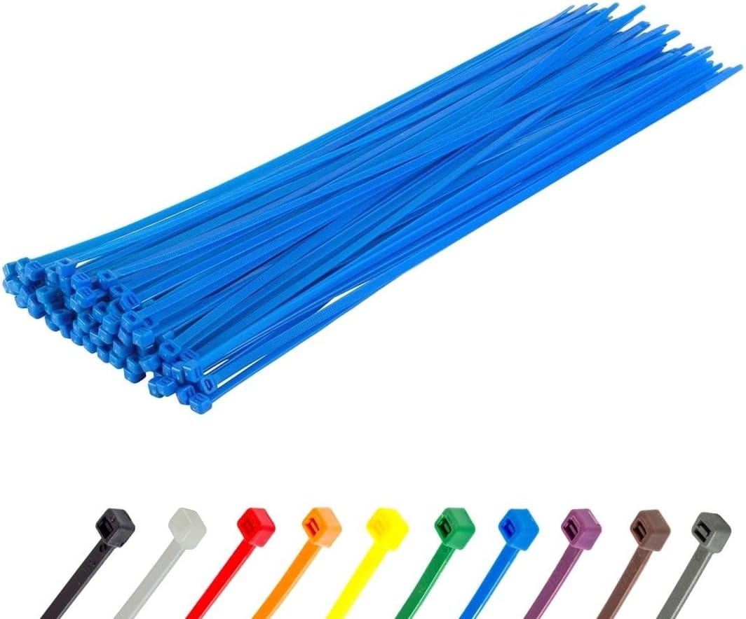 GTSE 14 Inch Blue Zip Ties, 100 Pack, 50lb Strength, UV Resistant Long Nylon Cable Ties, Self-Locking 14" Tie Wraps