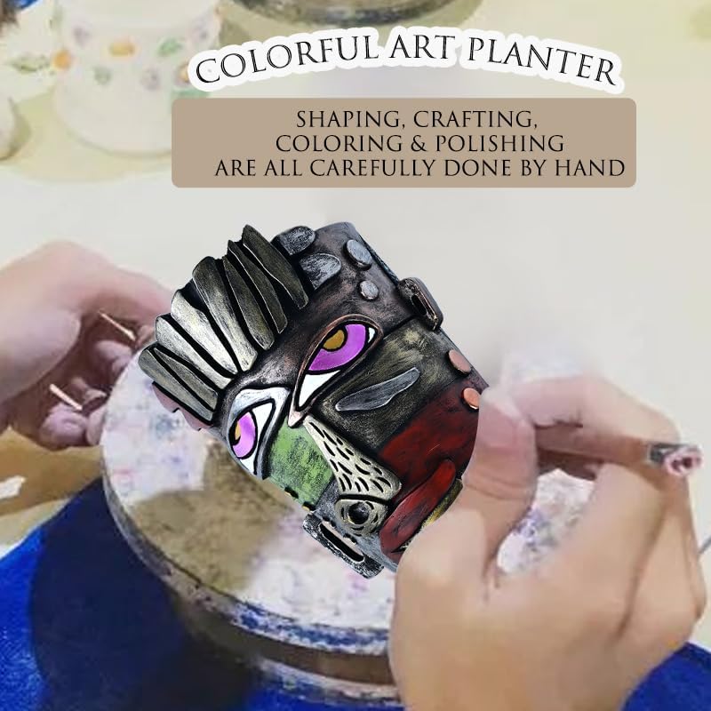 Abstract Face Planters Pots Head,Unique Head Planter for Indoor Plants,Funny Face Flower Pot,Colorful Plant Pots for Outdoor Garden Decor and Home Art Decoration(Classic)