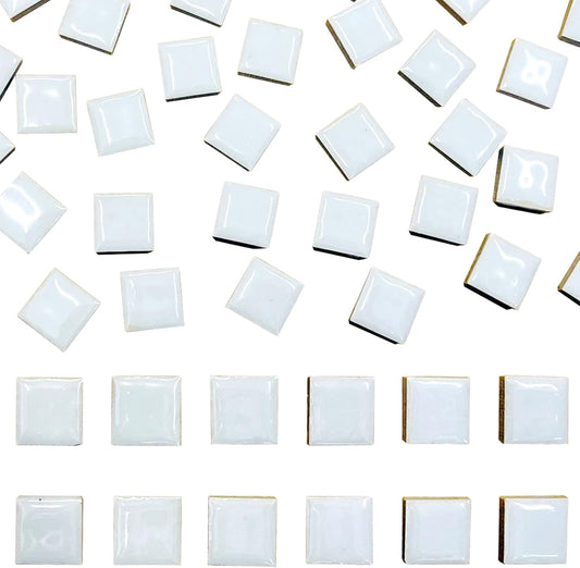 50 Pieces White Mosaic Tiles for Crafts 1" Ceramic Tiles Assorted Colors Square Ceramic Mosaic Project Supplies for Photo Frame Mosaic Stepping Stones Bath Old Pool Furniture Decor