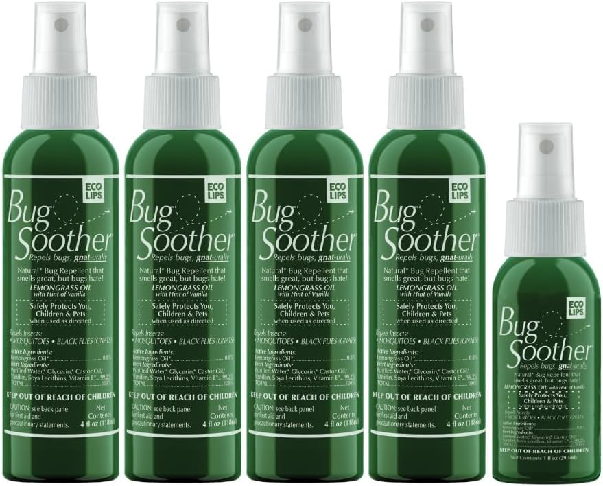 Bug Soother Spray (4 bottle, 2 oz) - Natural Mosquito, Gnat and Insect Deterrent & Repellent with Essential Oils - 100% DEET-Free Safe for Adults & Environment - Made in USA - Includes 1 bottle 1 oz