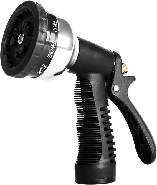 Garden Hose Nozzle Sprayer, Heavy Duty Metal Water Nozzle with 9 Adjustable Spray Patterns for Watering Lawn and Garden,car Washing, Pets.