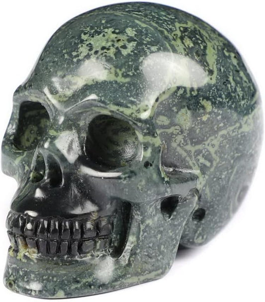 Skullis 2.0" Kambaba Jasper Crystal Carved Crystal Skull Head. Hand Carved Gemstone Fine Art Sculpture.3