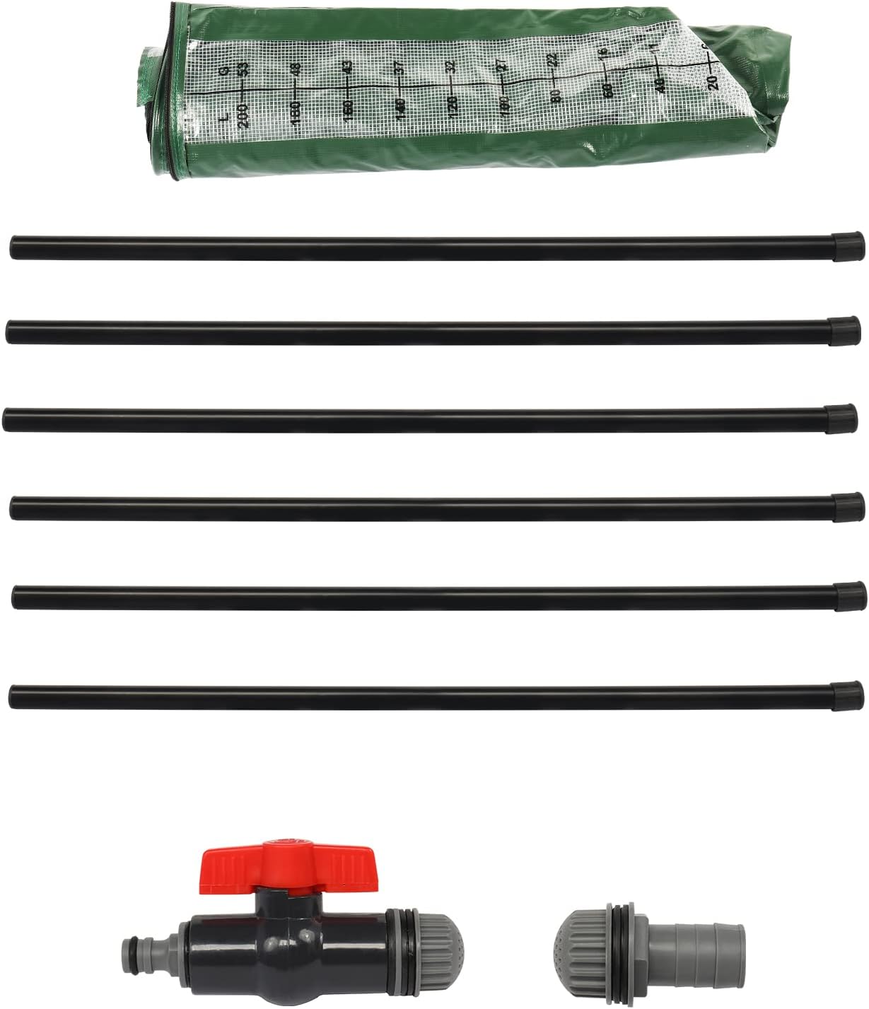 50 Gallon Collapsible Rain Barrel, Rain Catcher Barrel, Portable Rainwater Collection System with Volume Scale Mark, Spigots and Overflow Kit, Rain Water Barrel Collector for Garden, Green