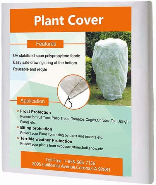 Agfabric Plant Covers Freeze Protection Winter Plant Covers Freeze 108"x84" 0.9oz Outdoor Plant Covers for Winter Drawstring Bags Winter Frost Pests Protection,White