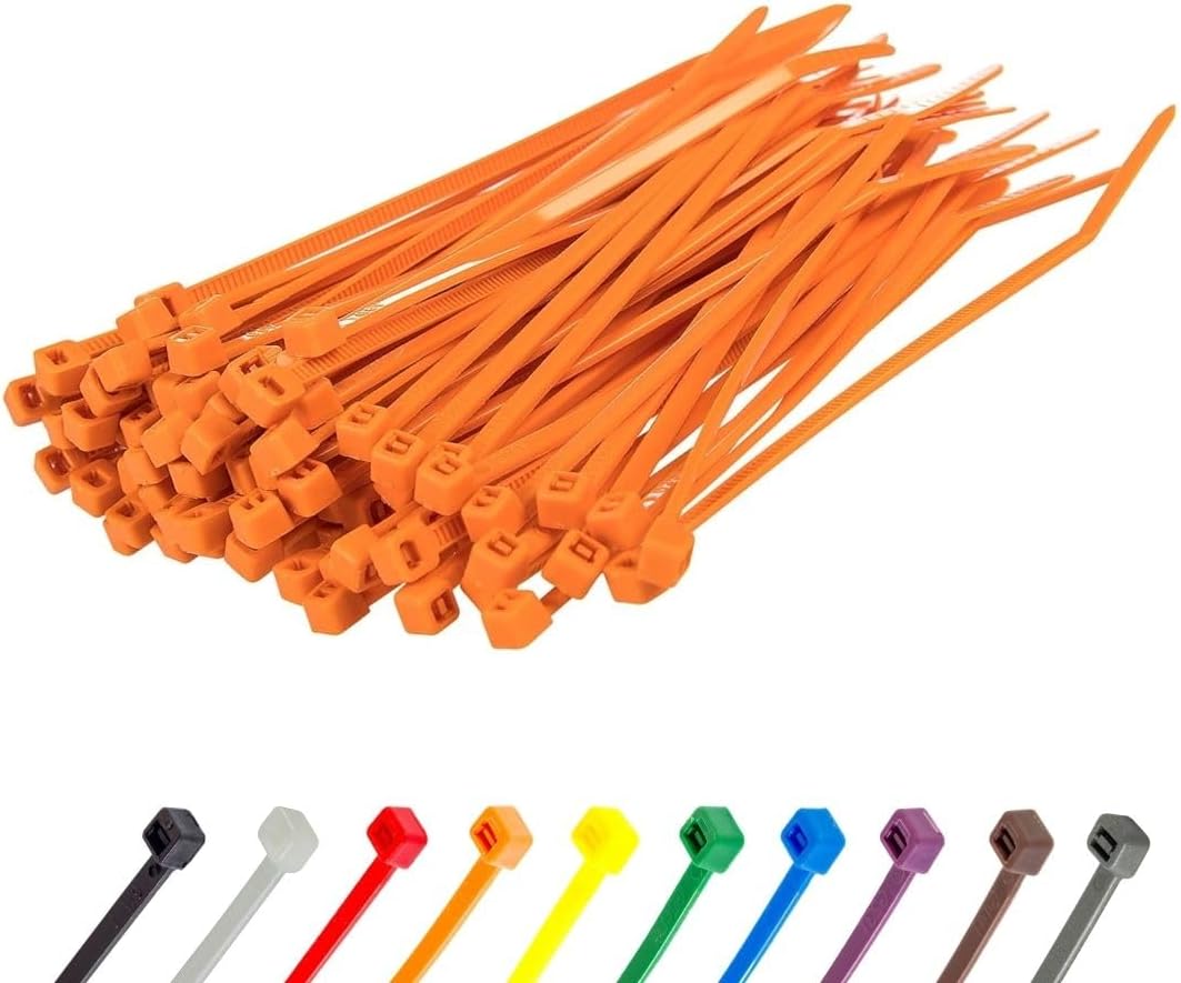 GTSE 6 Inch Orange Zip Ties, 100 Pack, 40lb Strength, UV Resistant Strong Nylon Cable Ties, Self-Locking 6" Tie Wraps