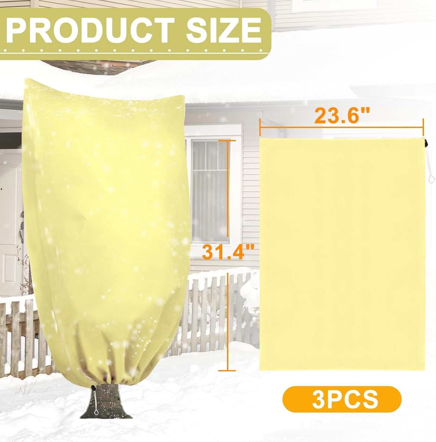 DQS 3 Pack Plant Covers Freeze Protection, 23.6" x 31.4" Winter Frost Protection Blankets Frost Cloth,Suitable for Outdoor Winter Frost, Cold Weather, shrubs, Trees, Jackets, and coverings