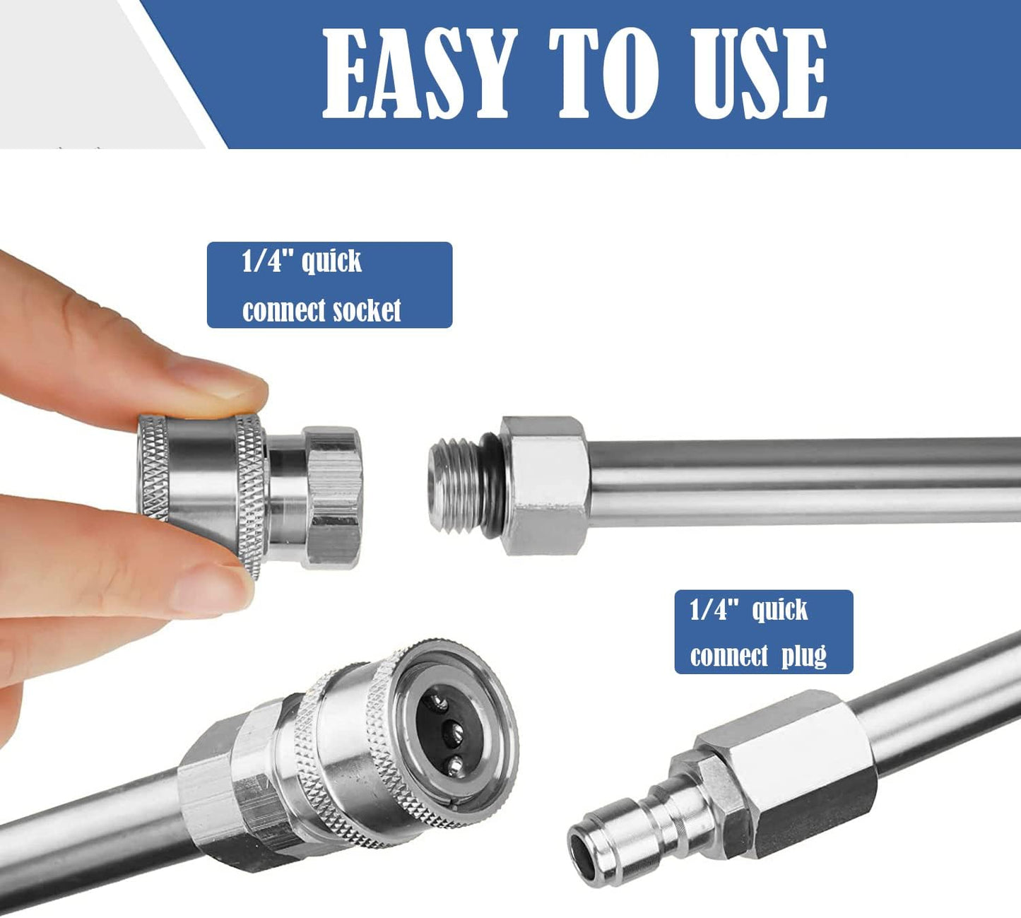 Selkie Long Pressure Washer Extension Wand, 60" Power Washer Extension Wand,Pressure Washer Lance,Stainless Steel Power Washer Extender Wands, 1/4” Quick Connect Fitting, 4000 PSI