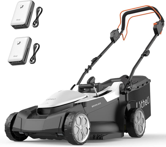 Litheli Lawn Mower 18" Electric Self Propelled for Garden Yards, Lightweight Cordless Lawn Mower Brushless with 6-Position Height Adjustment, 2 x 20V 4.0Ah Battery