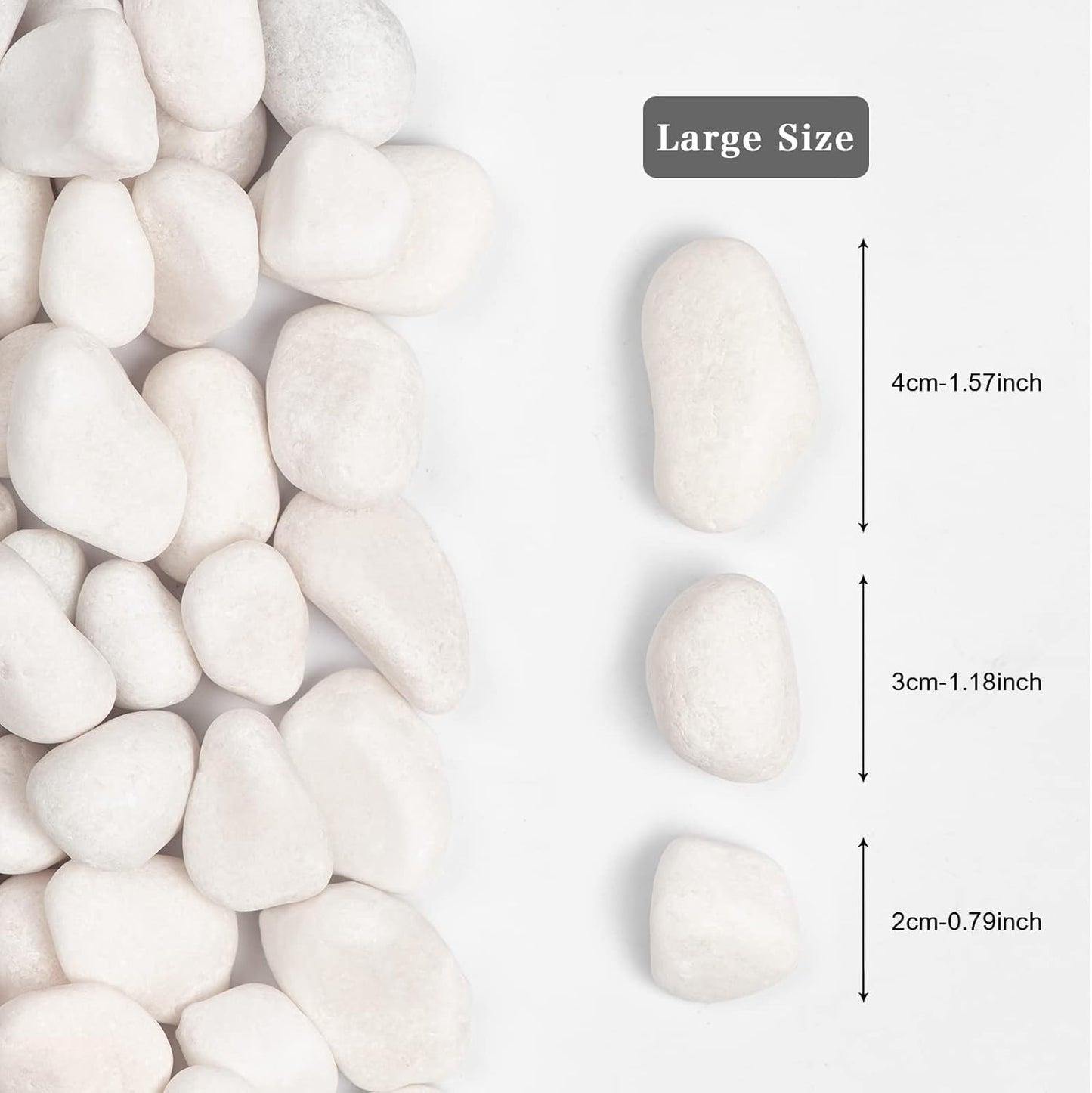 20lbs White Natural River Rocks, Polished Pebbles for Plants Garden, 1-2 inch Decorative White Stones, Ideal for Fish Tank, Vases, Crafting, Home Decor and Garden Landscaping Rocks,White