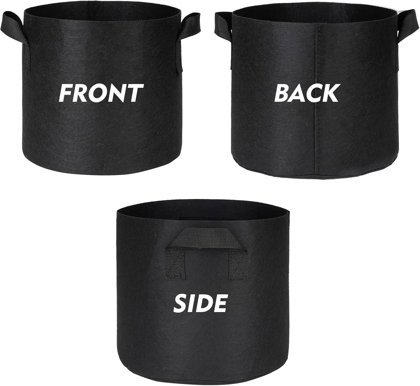 3-Pack 20 Gallon Grow Bags Thickened Large Flower Pots Outdoor Fabric Pot with Handles