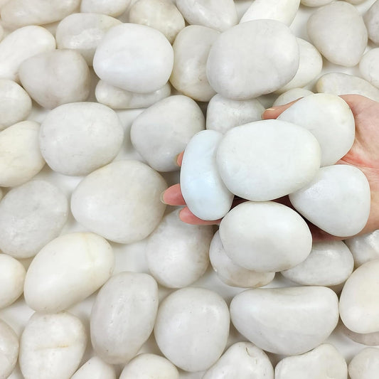 40 Pounds Large White River Rocks for Outdoor Landscaping, 2-3 Inch Natural White Stones for Planters, Polished Decorative Pebbles for Indoor Plants Vase, Aquarium and Garden Rocks