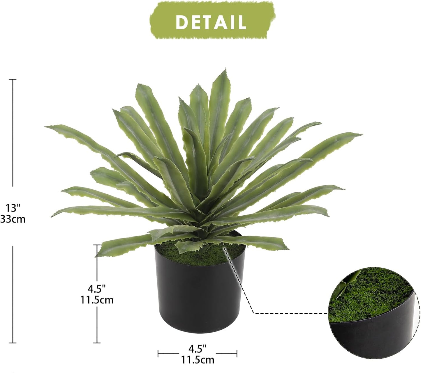 Briful Artificial Potted Plant 13 Inch Fake Plants with Pot Faux Agave Plants for Home Office Floor Table Bathroom Kitchen Decor Indoor Outdoor (Green)