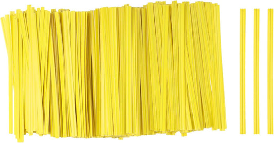 HARFINGTON 1000pcs Bag Twist Ties 3.5" Reusable Kraft Paper Twist Ties Wire Cable Ties for Party Bread Candy Cake, Yellow