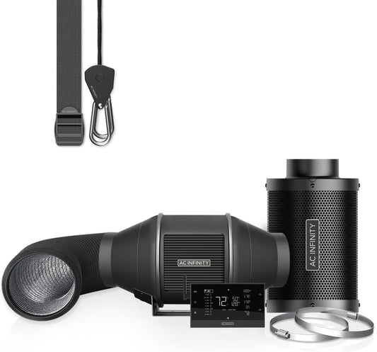 AC Infinity Air Filtration PRO Kit 4”, AI Controller with WiFi App Control & Auto Level Adjusting, Inline Fan, Carbon Filter, Ducting, Ventilation System for Grow Tents, Hydroponics, Indoor Gardening