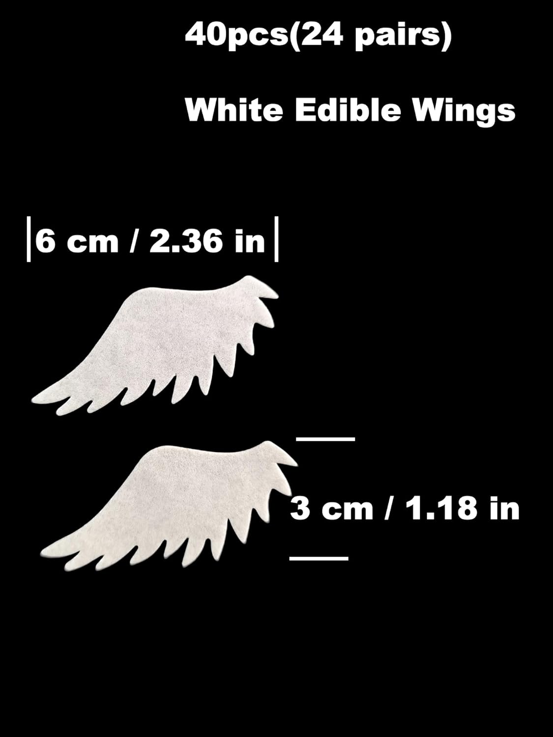 48pcs Edible White Wings for Cake Decorating Cupcake Toppers Wedding Themed Party Birthday Cake Decoration(Tasteless)