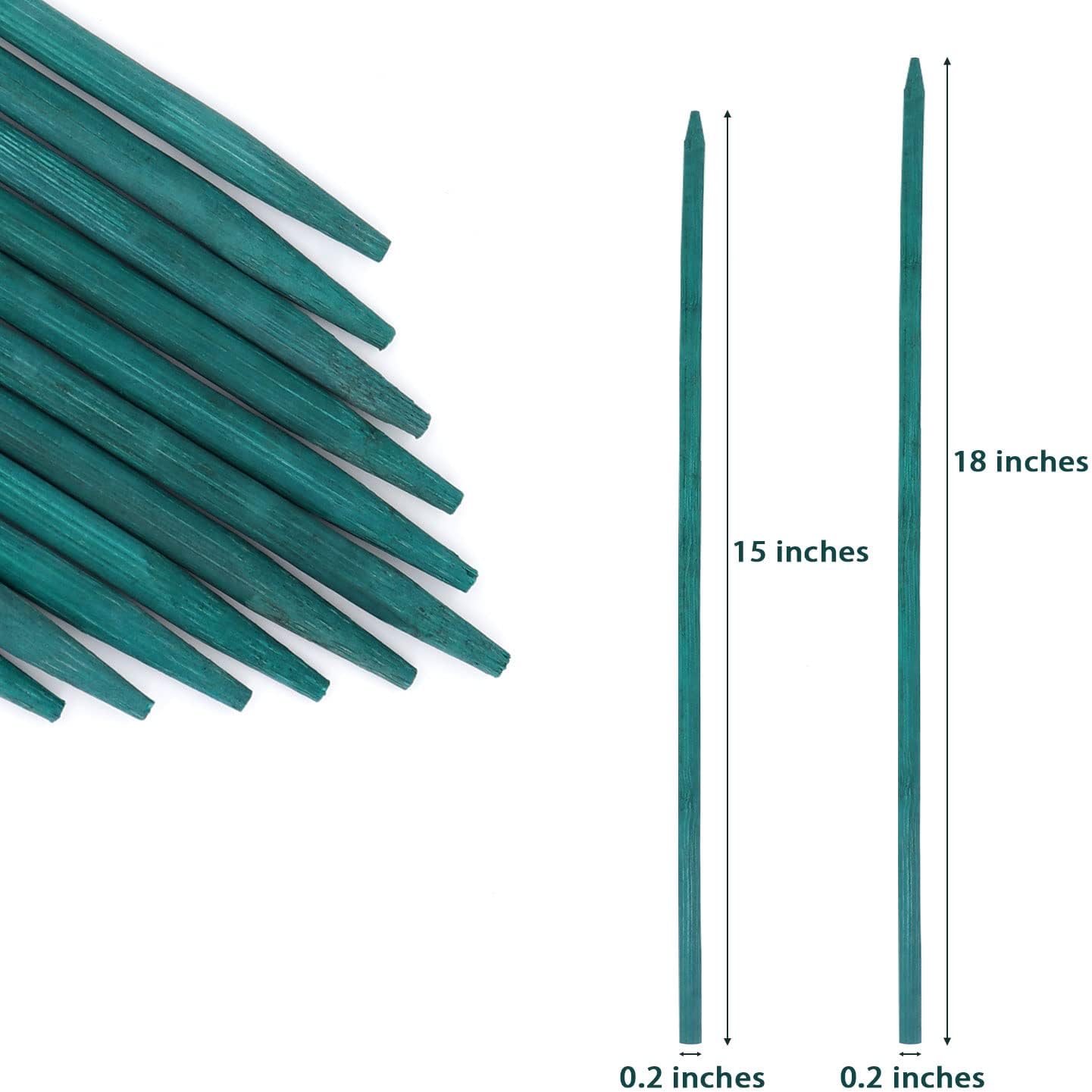 Green Bamboo Plant Stakes, Plant Sticks Support for Indoor and Outdoor Plants, Garden Wood Sturdy Bamboo Sticks, Floral Plant Support Stakes for Garden Plants 25 Pack（15 Inches）