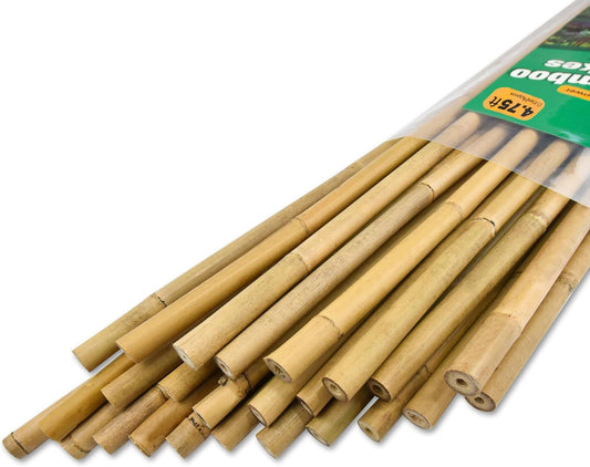 25pcs 1/2" D Thicker Heavy Duty Bamboo Stakes, 4.75FT Plant Stakes, Natural Garden Stakes for Tomato, Bean, Flowers,Trees Potted and Climbing Plant Support