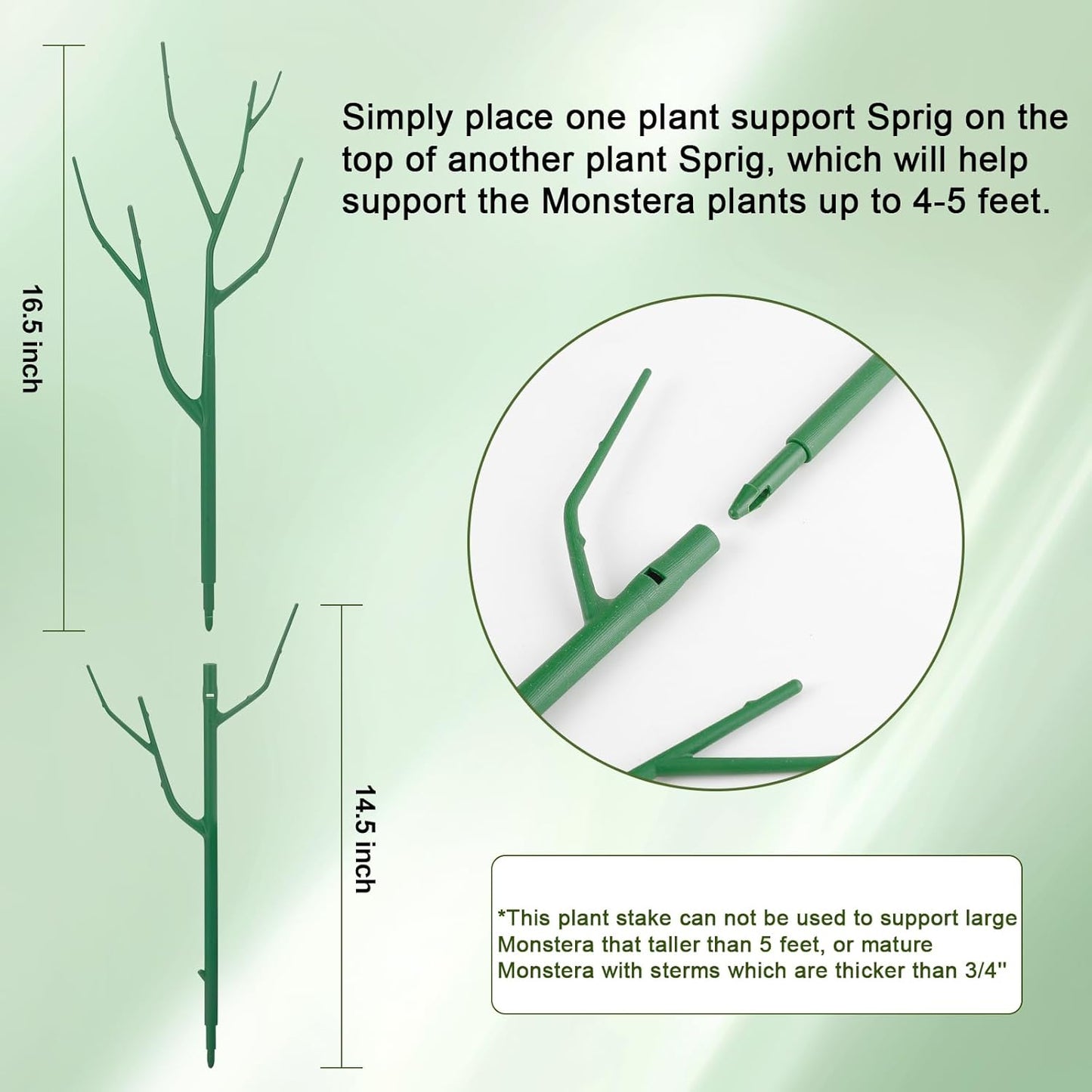 10 Pack Stackable Plant Support Stakes, Climbing Plant Support Structures for Monstera, Pothos, Philodendron Garden Plant Stakes for Indoor Outdoor Plants