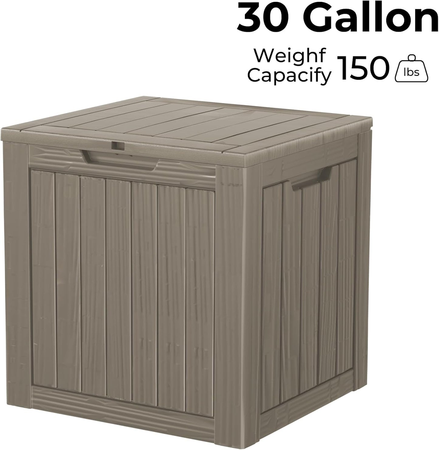 30 Gallon Deck Box, Resin Outdoor Indoor Waterproof Storage Box, Lockable Storage Box With Handle for Patio Furniture - Garden Tools - Swimming Pool Tools UV-Resistant, Brown