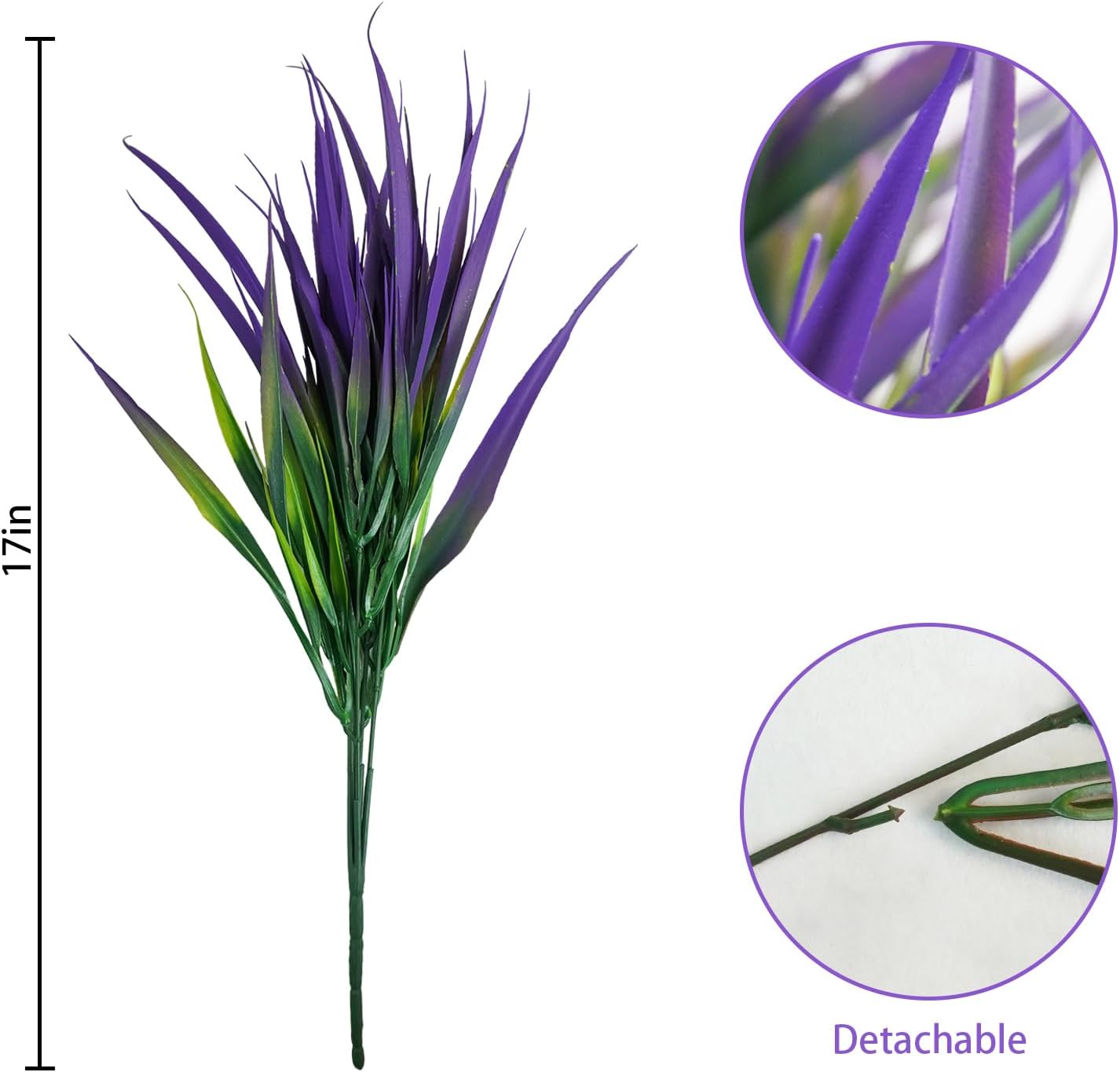 Uieke 6 Bundles Artificial Outdoor Plants UV Resistant Fake Grass Plants Faux Plastic Plants Greenery Shrubs for Home Garden Pathway Window Box Front Porch Spring Summer Decor, Purple