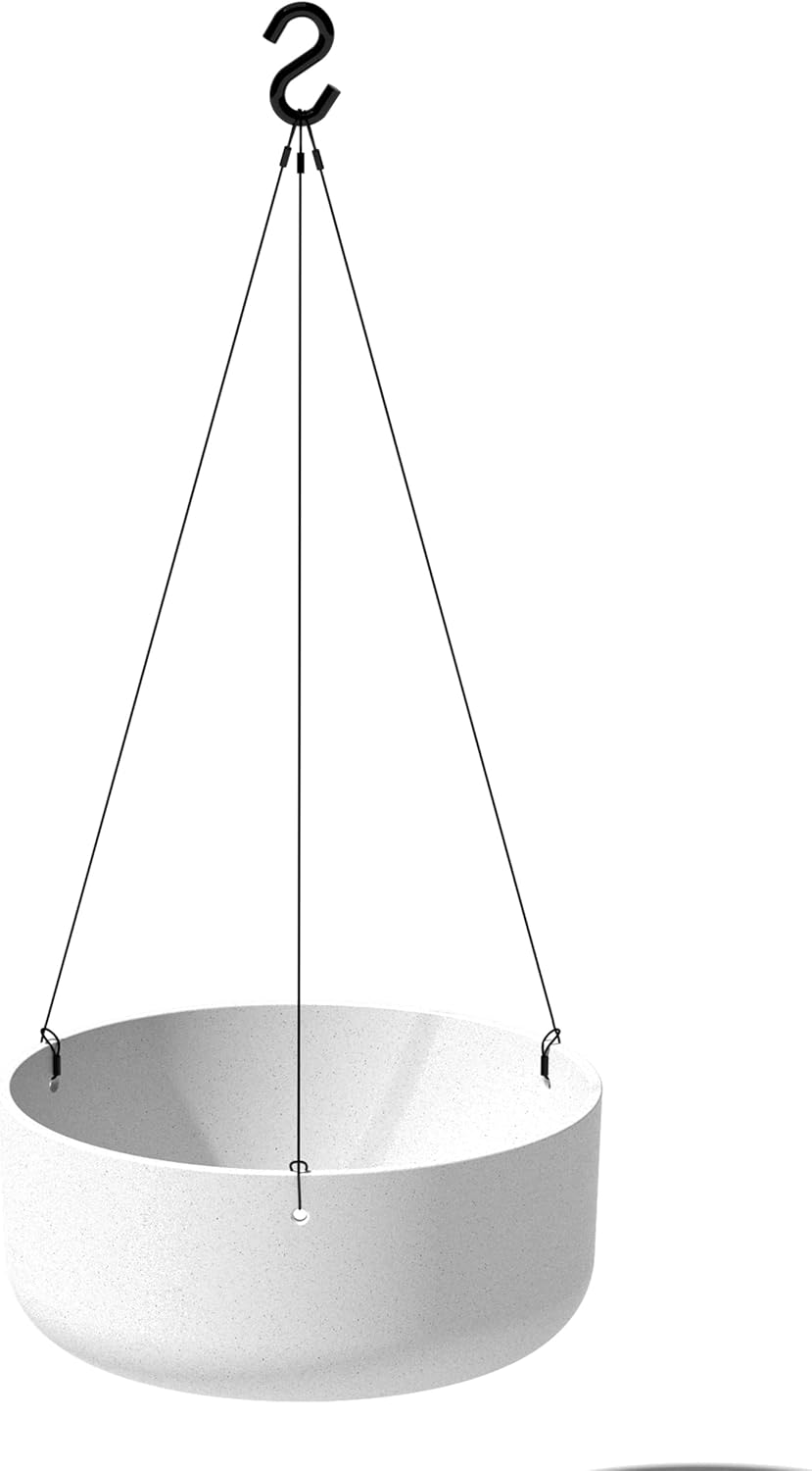 Veradek Mason Series Hanging Kona Planter - Round Planter for Outdoor Balcony/Patio | Made from Plastic-Stone Composite with Hanging Attachment | Modern Décor for, Flowers, Succulents, Small Plants