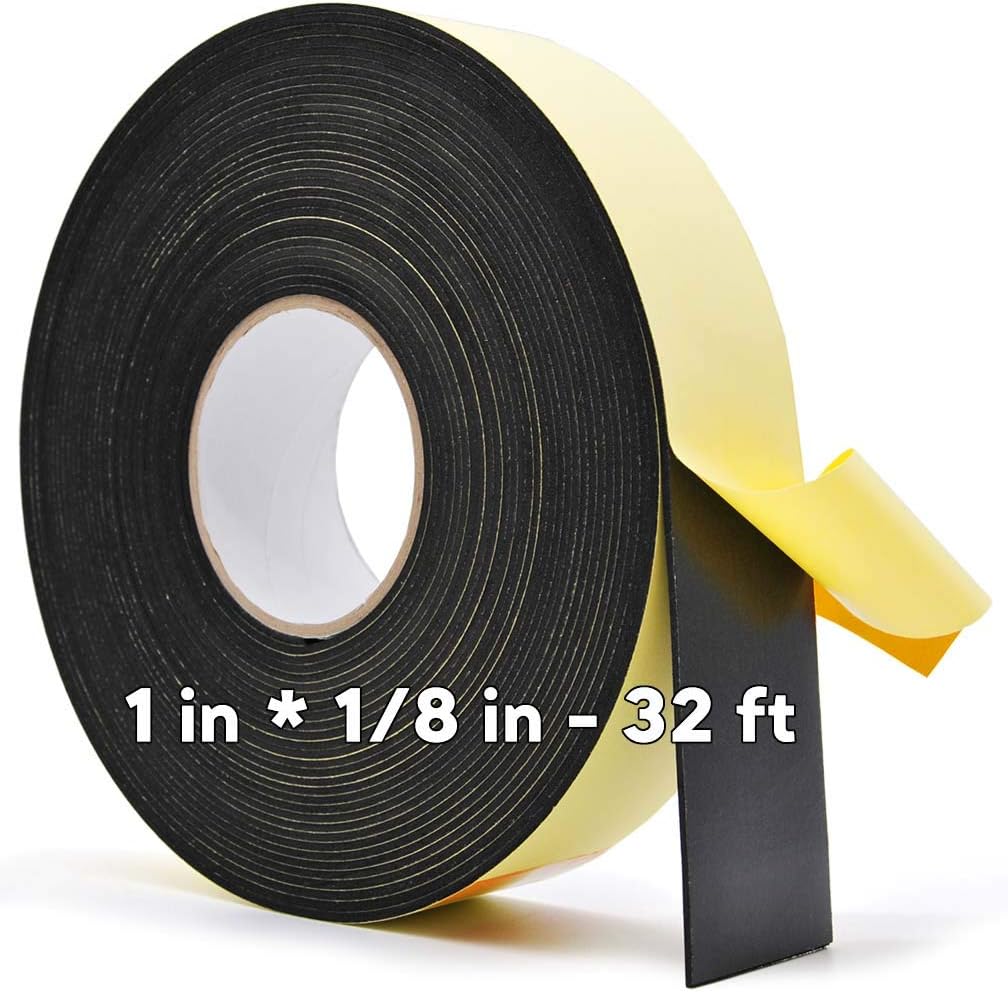 Adhesive Foam Strips -1" W x 1/8" T- Neoprene Weather Stripping High Density Foam Tape Seal for Doors and Windows Insulation