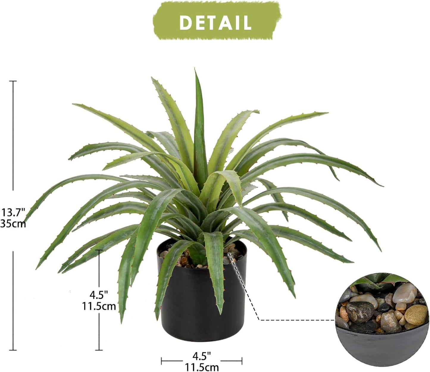 Briful Agave Plant Artificial 17 Inch Fake Potted Plant Large Succulent Fake Plants for Home Office Desk Bathroom Shelf Kitchen Decor (Green)