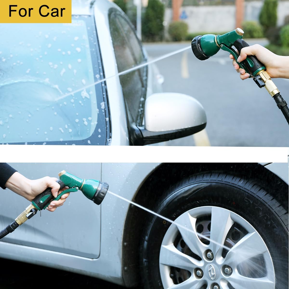 FANHAO Garden Hose Nozzle Sprayer Heavy Duty, 100% Metal Spray Nozzle High Pressure Water Hose Nozzle with 7 Patterns for Watering Garden, Washing Cars and Showering Pets