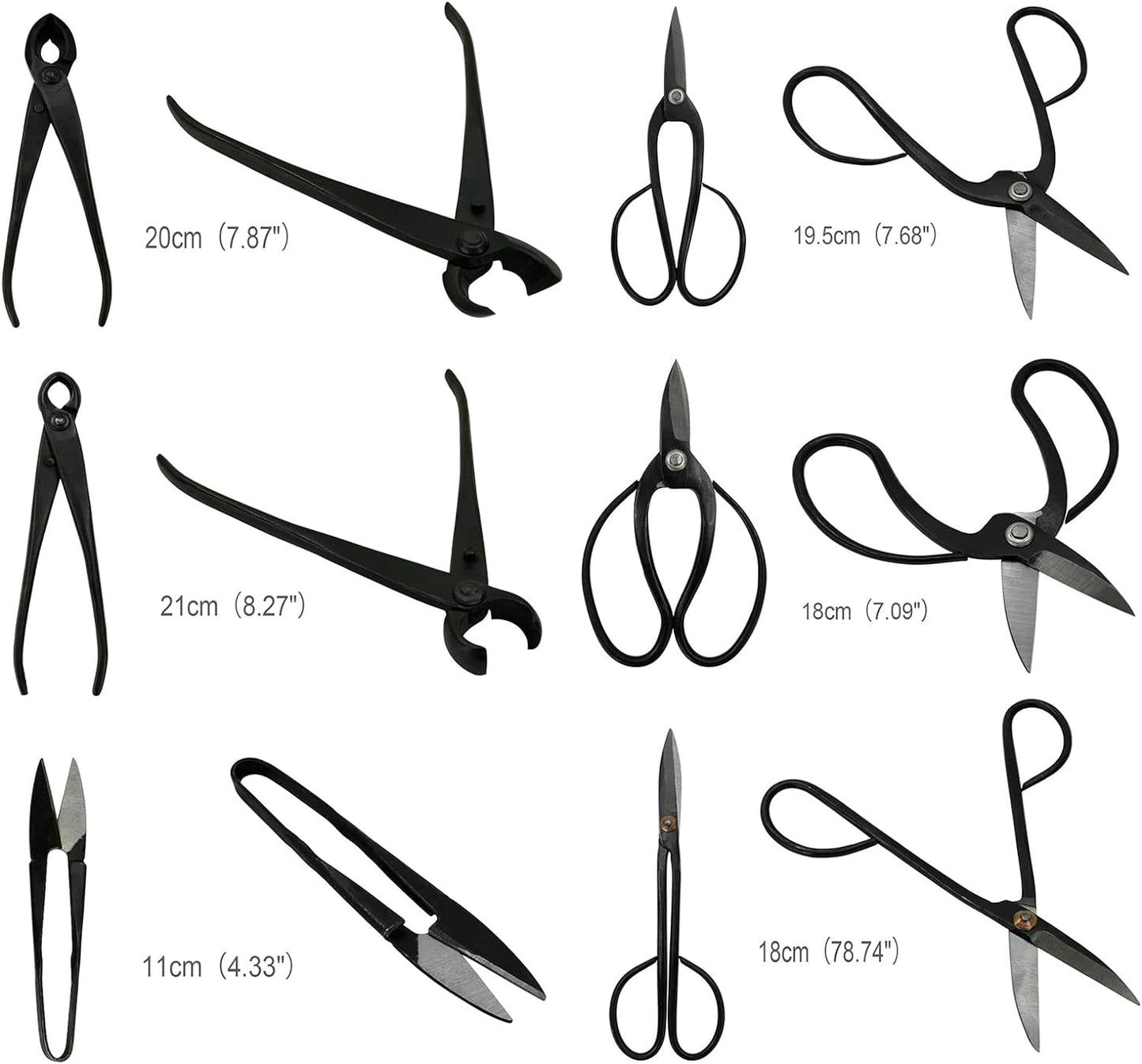 Voilamart 12 Pcs Gardening Bonsai Tool Sets Carbon Steel Garden Plant Trimming Kit Scissor Cutter Shear Heavy Duty Nylon Case Outdoor Entrenching Tools