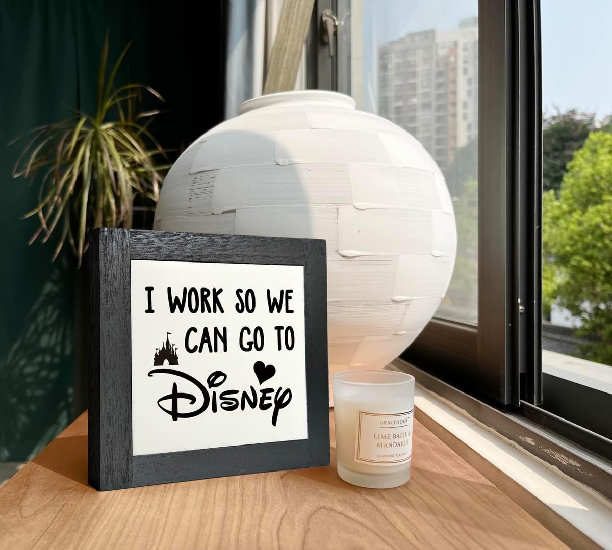 Inspirational Wood Signs, Box Wood Plaques Desk Décor, Decorative Plaques and Signs, Rustic Office Decor Art, Motivational Office Desk Decor, Farmhouse Home Decoration, I Work So We Can Go to F