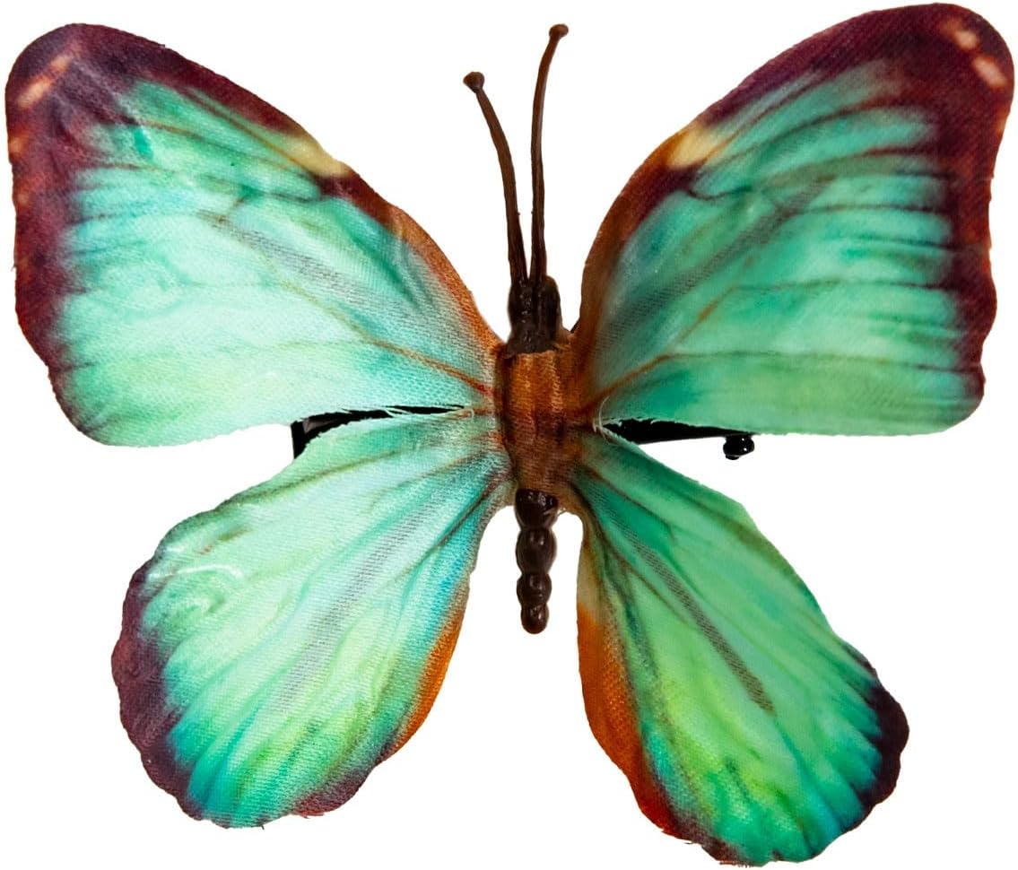 YCHTEWY-Decorative Butterfly Clips, 3D Artificial Silk Butterflies, Multicolor, 12-Pack, Home and Floral Decor (B Clip)