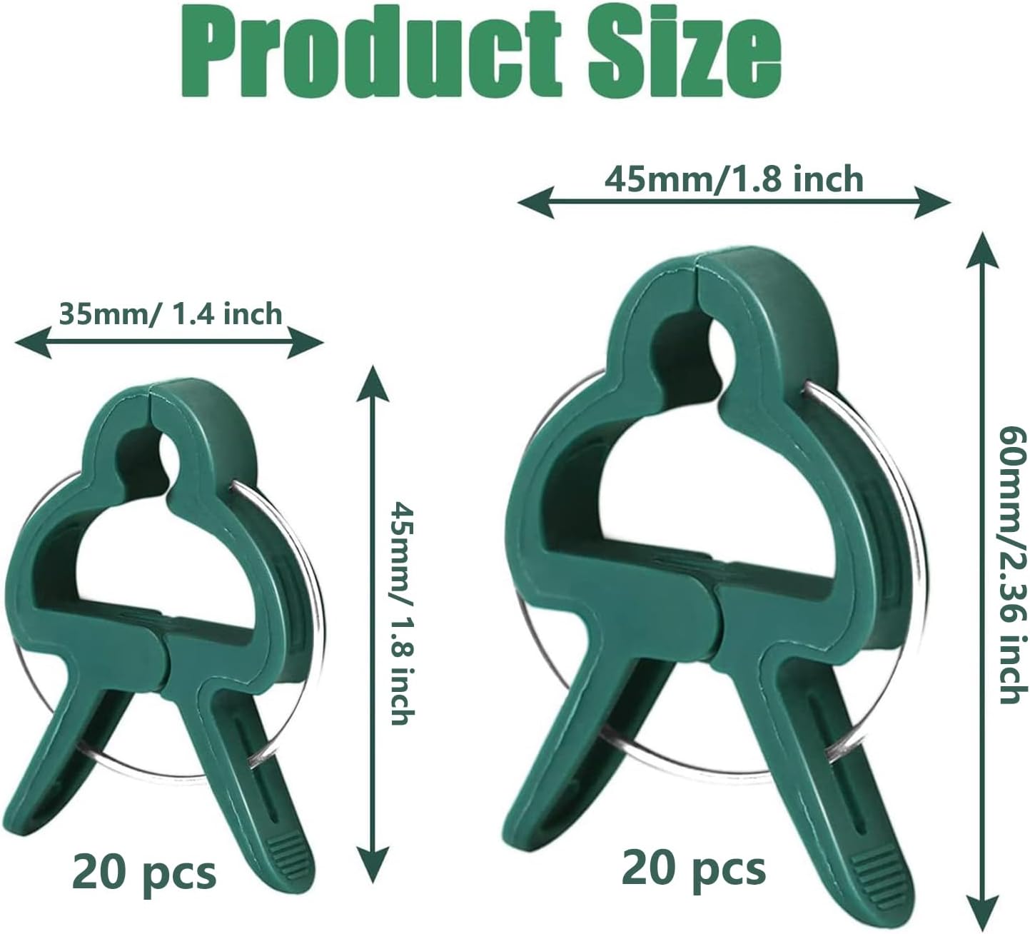 40Pcs Plant Clip Garden Clip Plant 2 Size Reusable Tomato Clip,Multi-Purpose Plant Rattan Clip Rose,Sturdy Cucumber Orchid Clip Plant Support Adjustable Clip Green (20 Large + 20 Small)