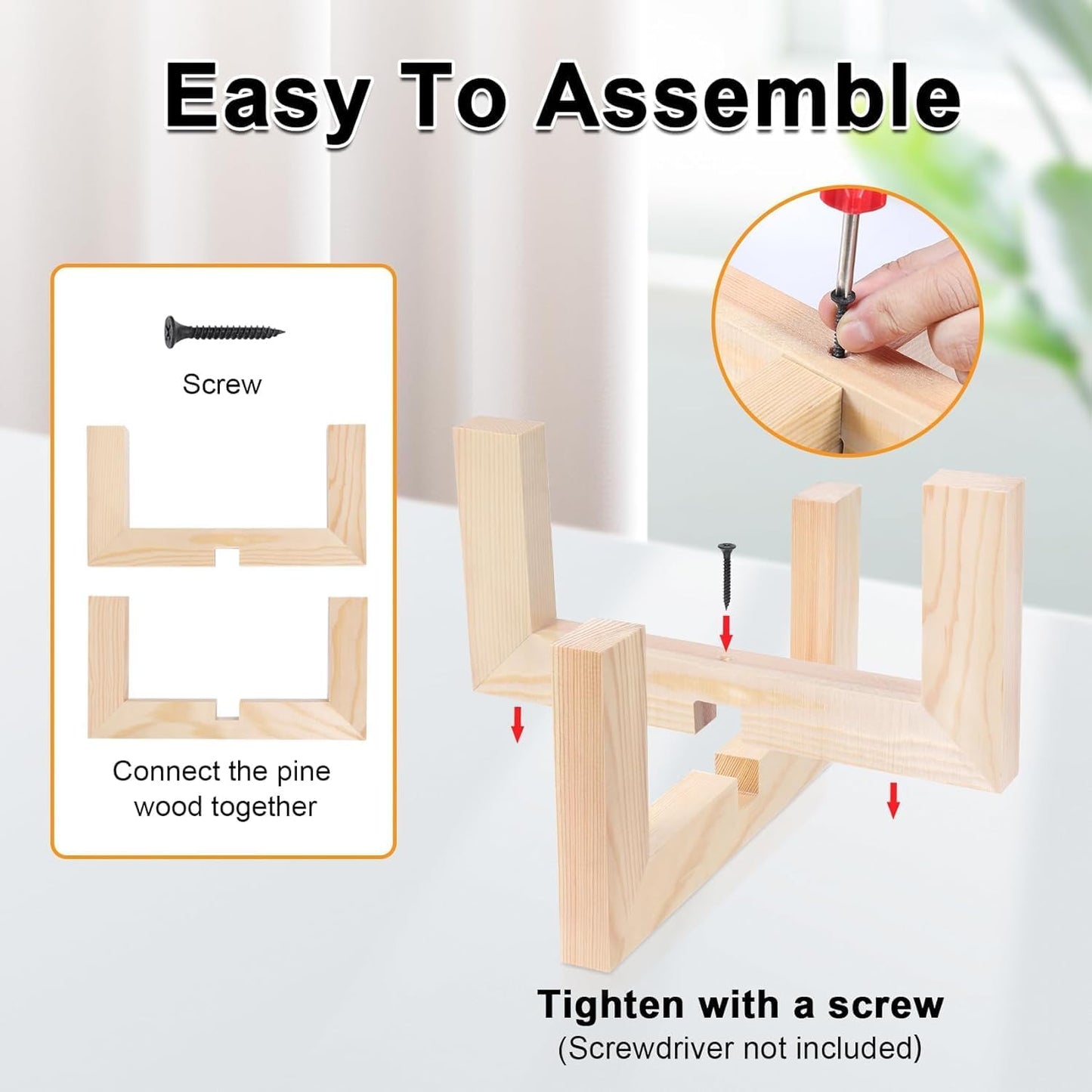 Plant Stand, Indoor/Outdoor Wood Plant Holder, Single Flower Pot Stand, Sturdy Planter Stand, Fit 5-12 Inch Pots