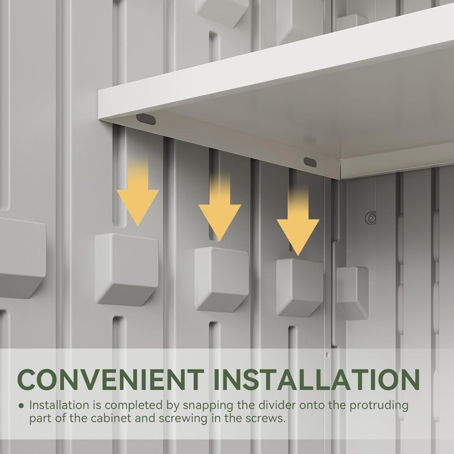 Aoxun 35 Cu.Ft Outdoor Storage Shed with 2 Shelves and Floor, Waterproof Horizontal Resin Cabinet for Trash Cans, Lawn Mowers, Generators, and Garden Tools, White