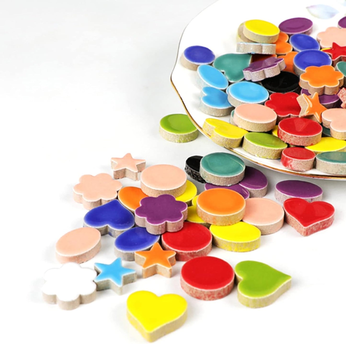 110pcs/100g Pentagram Mixed Colors Shine Crystal Series Mosaic Tiles, Ceramic Mosaic Tiles Glitter Crystal Mosaic Perfect for Home Decoration Crafts, 1x1 cm (Pentagram Mix)