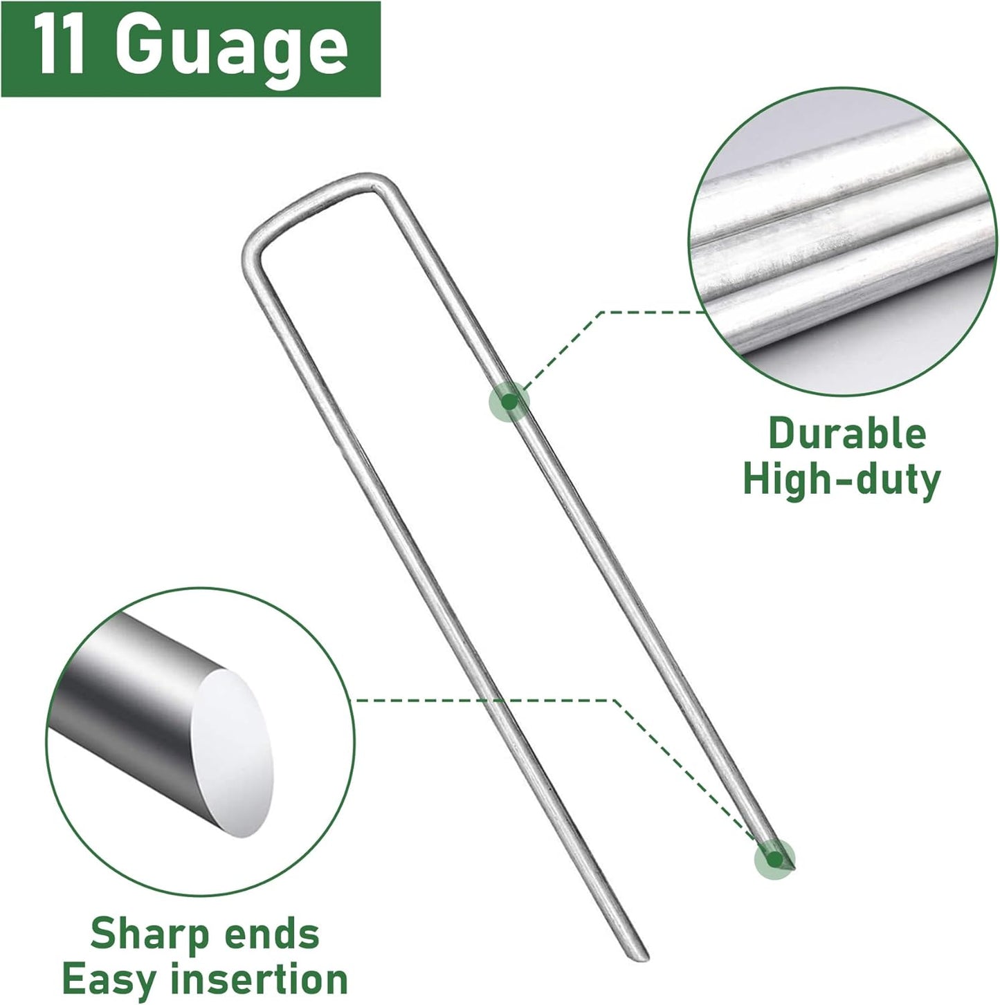 50 Pack 6 Inch 11 Gauge Garden Stakes Yard Stakes for Christmas Garden Decoration, Hot-dip Galvanized Stakes