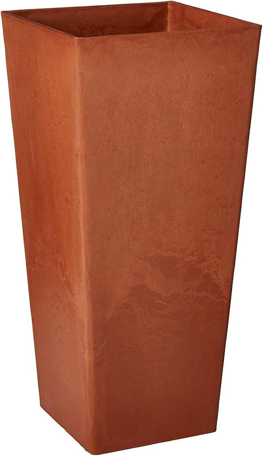 Arcadia Garden Products PSW Pot Collection Contempo Tall Square for Indoor and Outdoor Plants and Gardens, 13x13x28, Terra Cotta Color