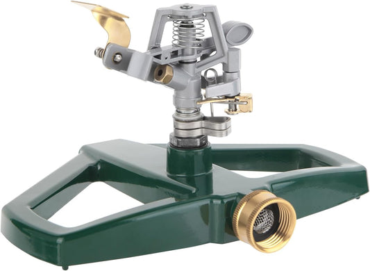 Metal Sprinklers for Yard Heavy Duty Zinc Alloy Pulsating Impact Sprinkler, Adjustable Rainbird Sprinkler Head with Metal Base, Sprinkler System for Lawn Yard Large Area Garden