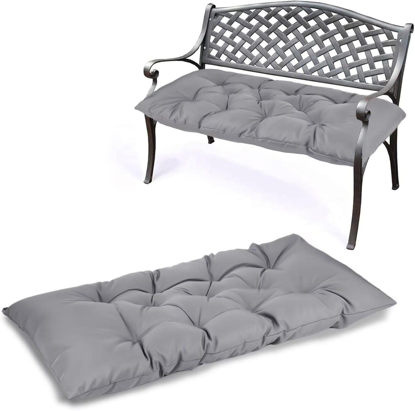 39.3in Waterproof Indoor/Outdoor Garden Bench Seat Cushions，Thicken Patio Bench Soft Rocking Chairs Pad Lounger Seat for Wicker Loveseat Settee（39.3 X 19.10 in,Light Grey ）