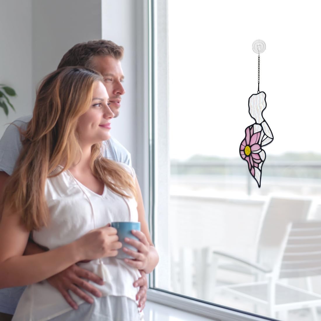 Pregnant Mother Decor Stained Glass Suncatcher for Window,Pregnant Mother Gifts for Mom Expecting Mothers on Mother's Day,Stained Glass Sunflower Gifts for Women Wife Maternity Giftss
