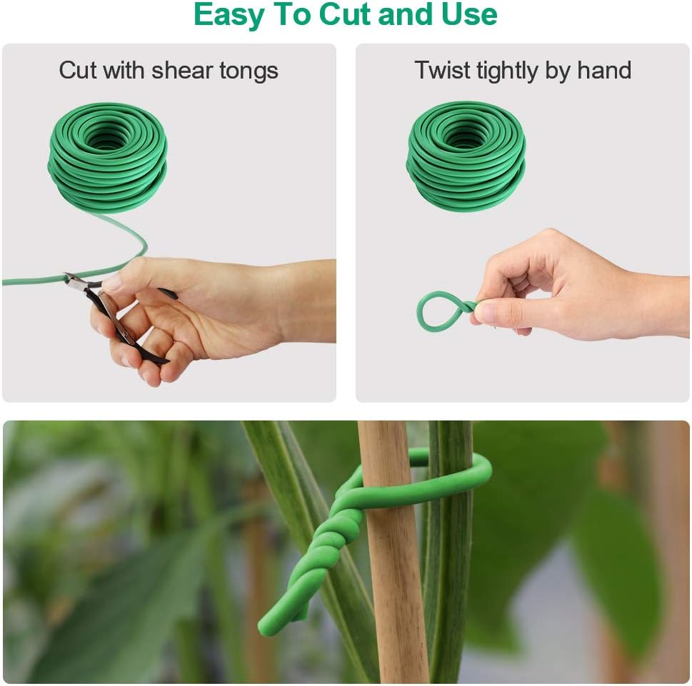 Garden Flexible Wire Tie, TPR Soft Twist Plant Ties Support Plant Vines for Supporting and Fixing Garden Planting Branches Vines & Stems ,Organize Data Wire and Office Organization (100ft, 0.2in)