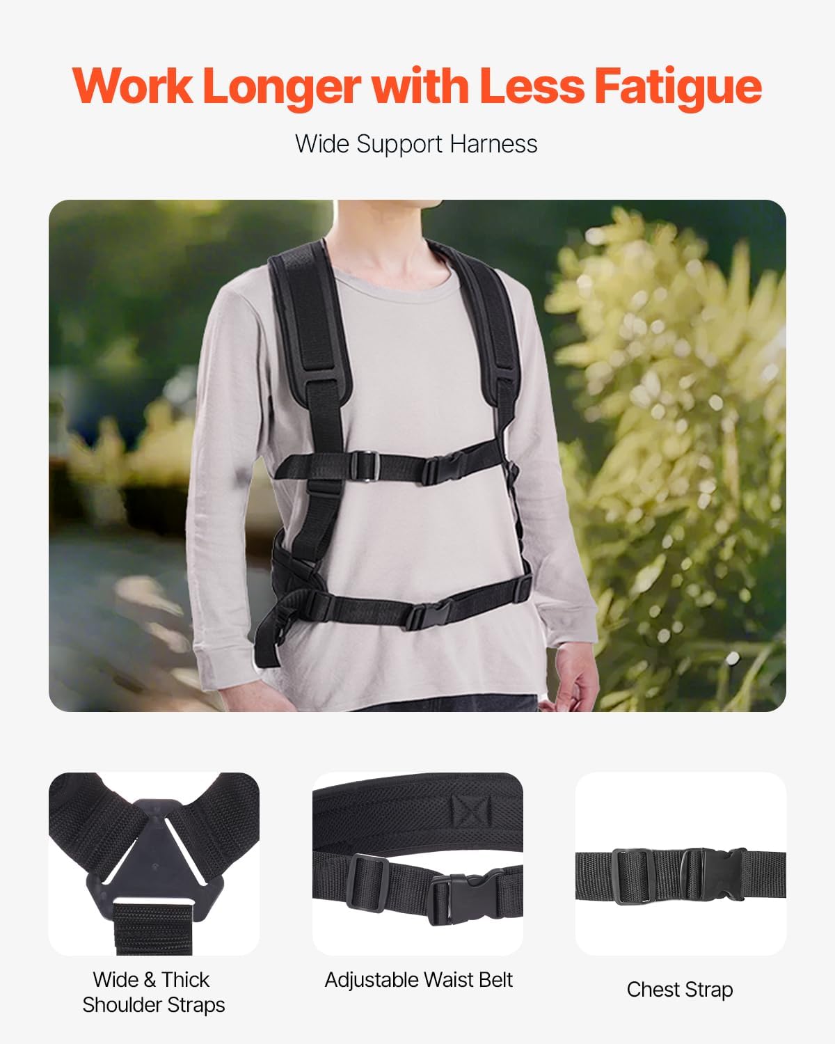 VEVOR Pressure Washer Telescoping Wand, 24 ft, 4000 psi, Telescopic Spray Wand with Power Washer Extension Wands, Gutter Cleaner, Pivoting Coupler, 7 Spray Nozzle Tips and Adjustable Support Harness