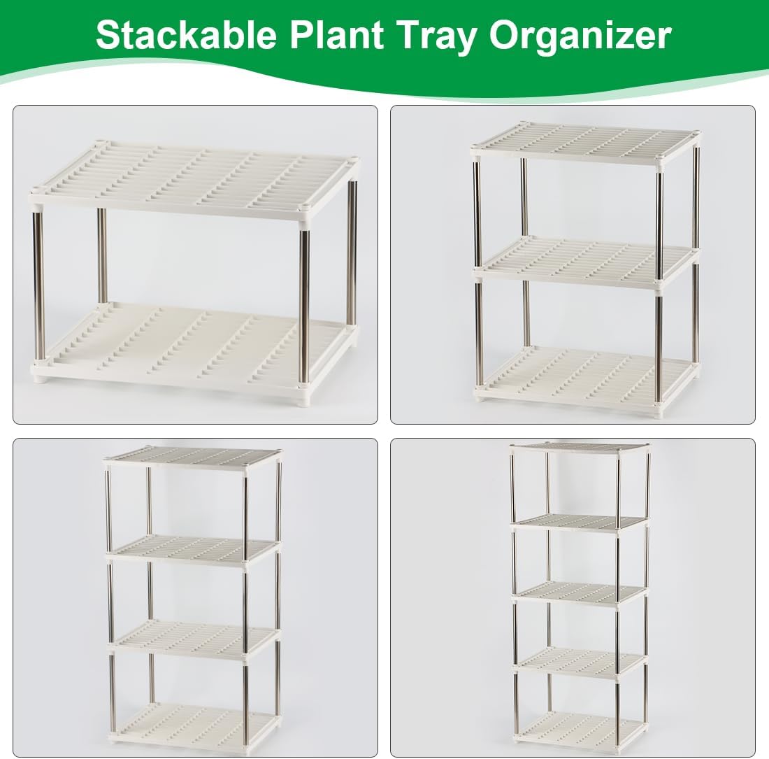 4 Pcs 5-Tier Plant Stand for Seedling Trays Storage (White)